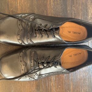 Black Leather Wingtip Oxford Women’s Shoes